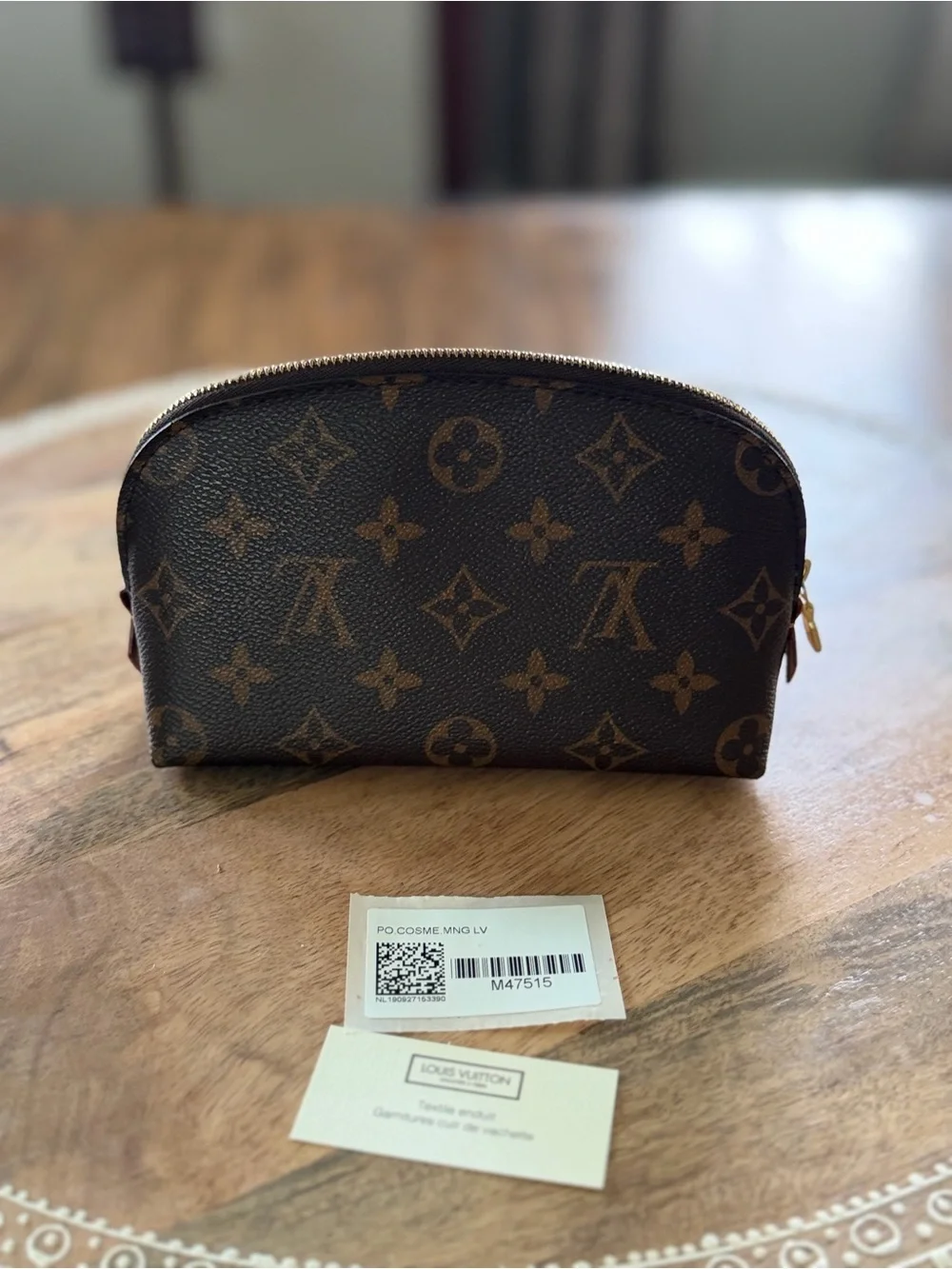 Louis Vuitton Brown Monogram Canvas Pouch with Gold-Tone Zipper